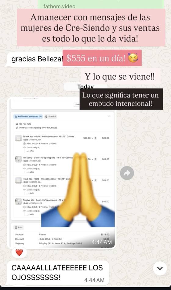 Mensaje de una alumna: $555 en un día