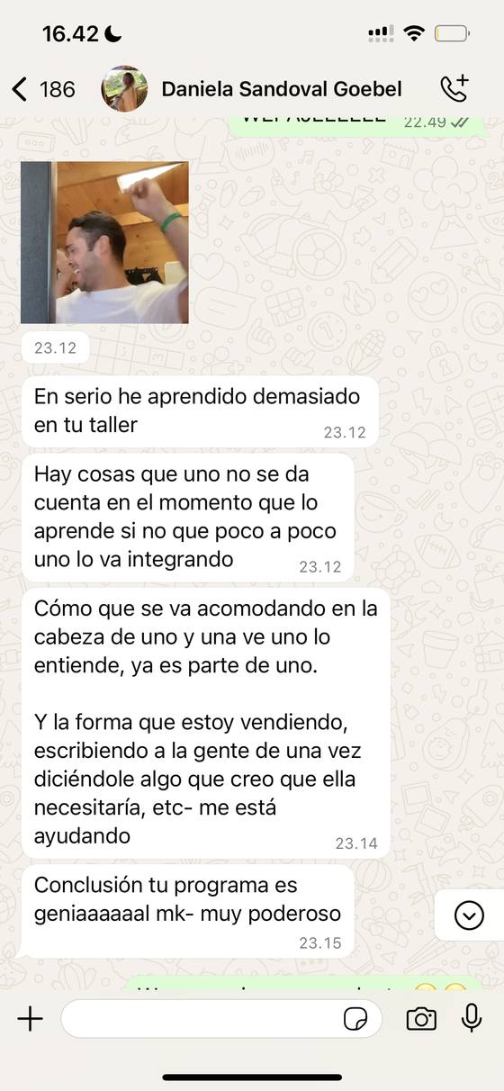 Conversación con una alumna sobre lo que aprendió del taller