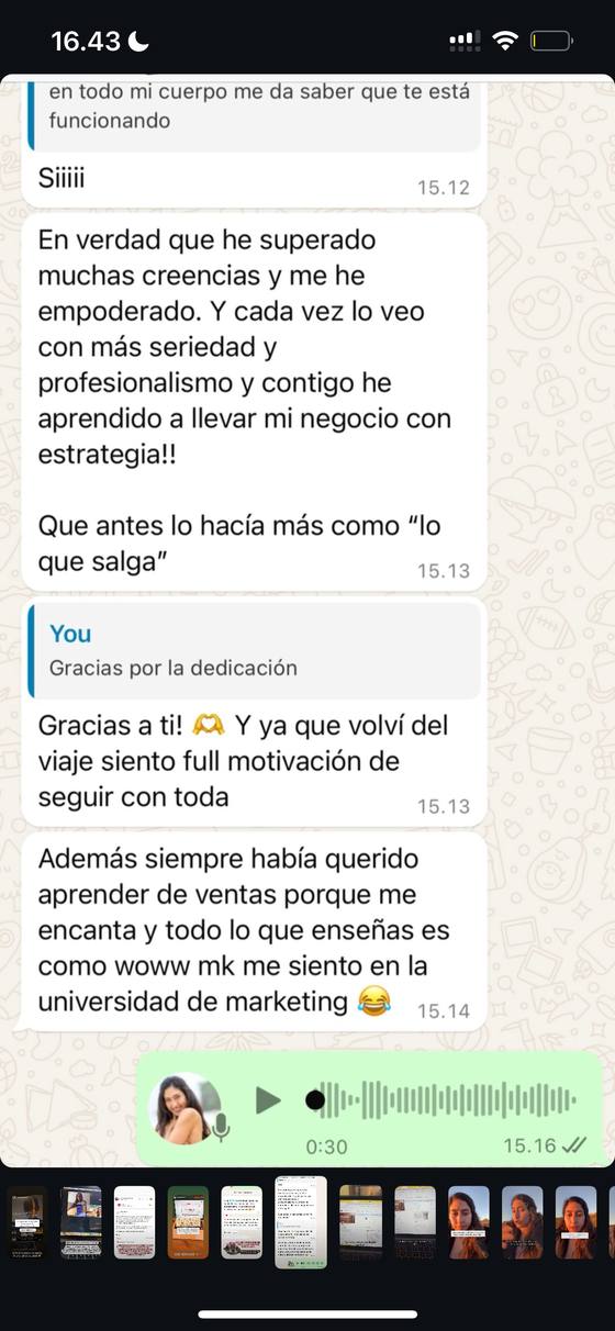 Mensaje de una alumna sobre las creencias que superó