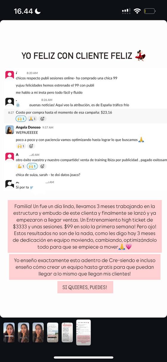 Publicación de una alumna feliz con su clienta